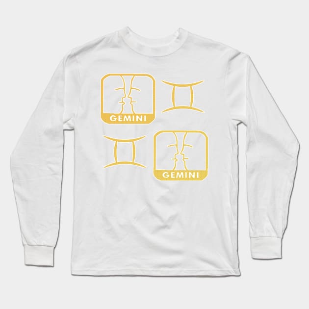 Gemini Birth Sign - Yellow Long Sleeve T-Shirt by BurritoKitty